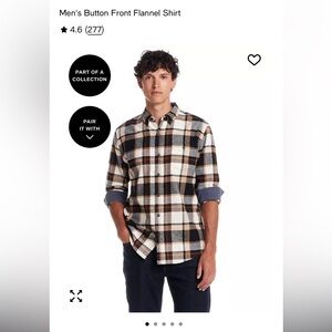 NWT Weatherproof Men's Casual Plaid Shirt - Black, Brown, Cream